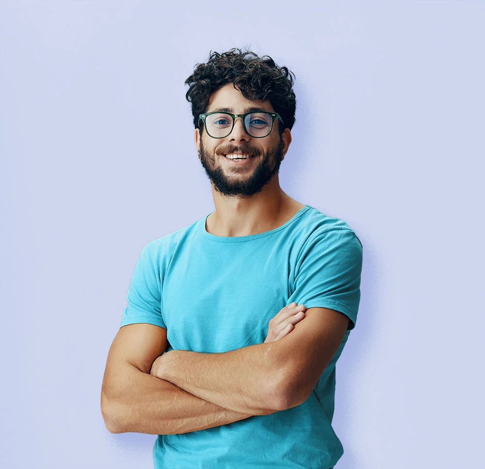 Young man smiling after getting a loan