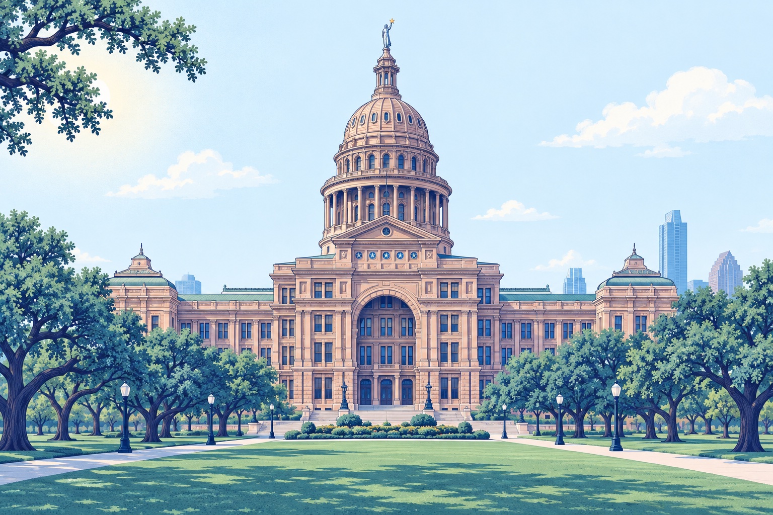 Illustration of Texas State Capitol in Austin, TX