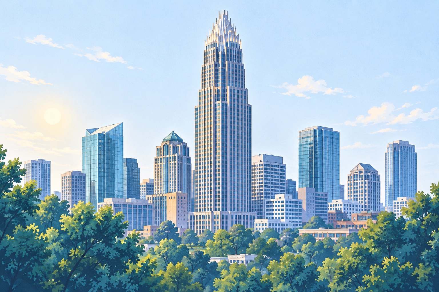 Illustration of Bank of America Corporate Center in Charlotte, NC