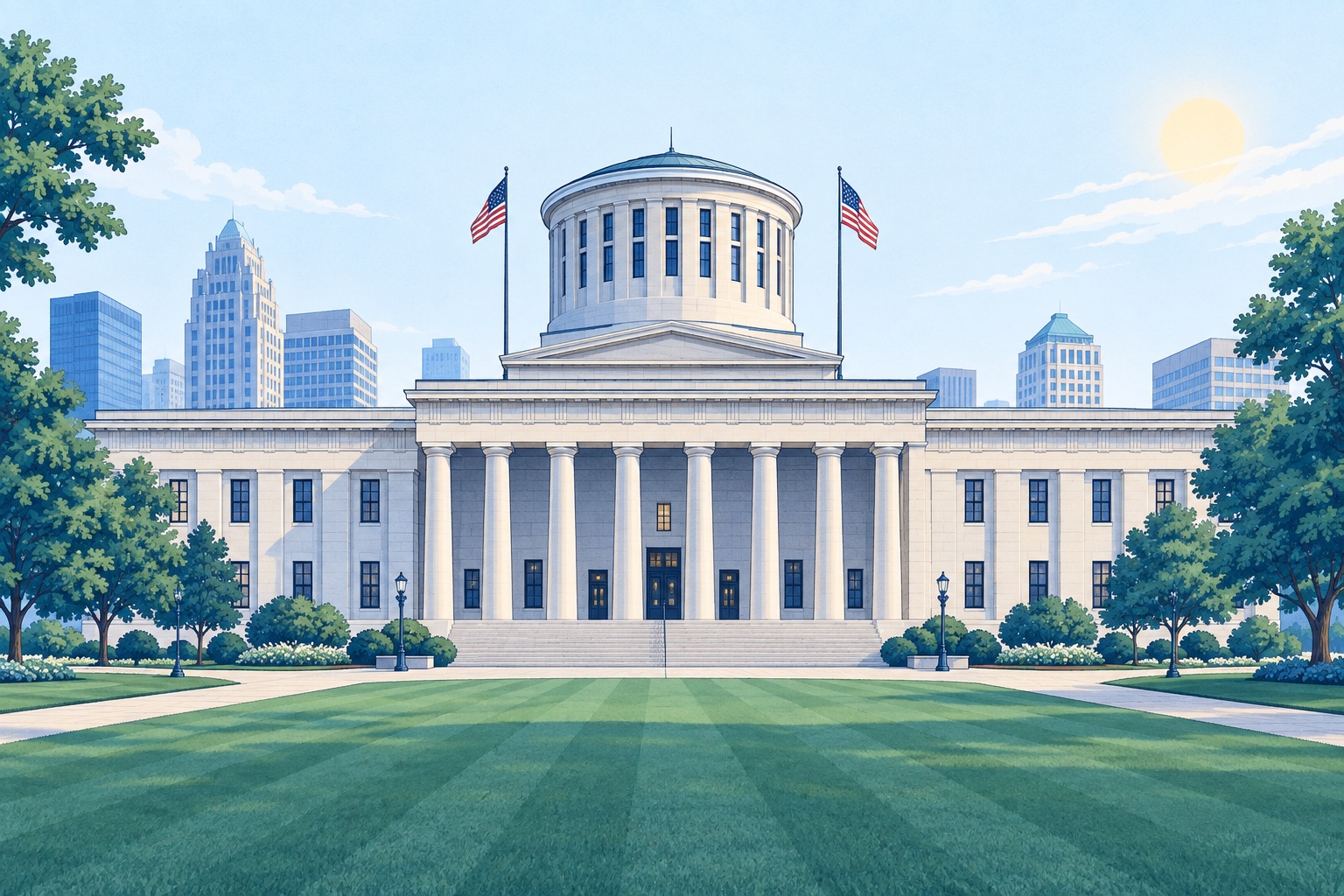 Illustration of Ohio Statehouse in Columbus, OH