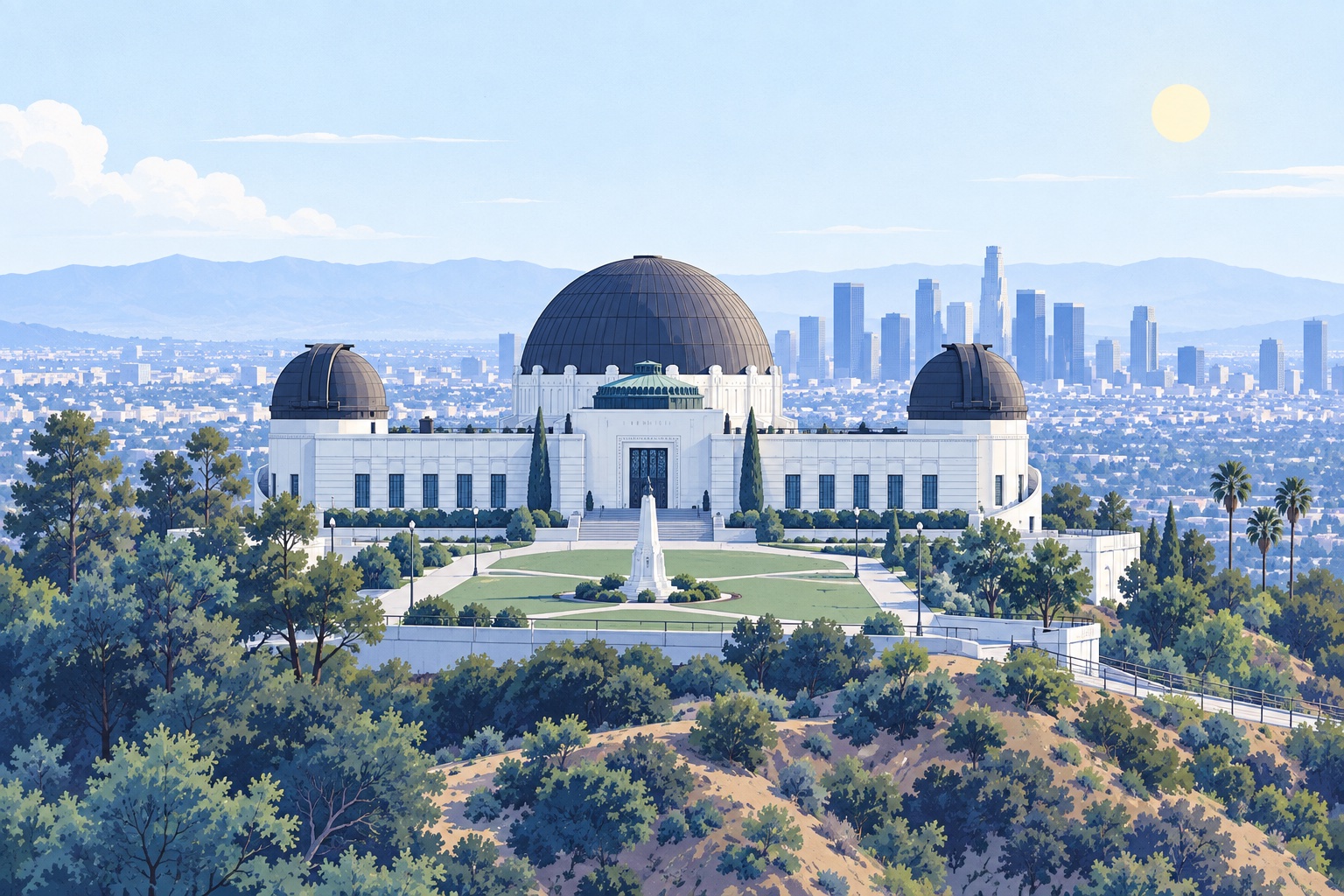 Illustration of Griffith Observatory in Los Angeles, CA