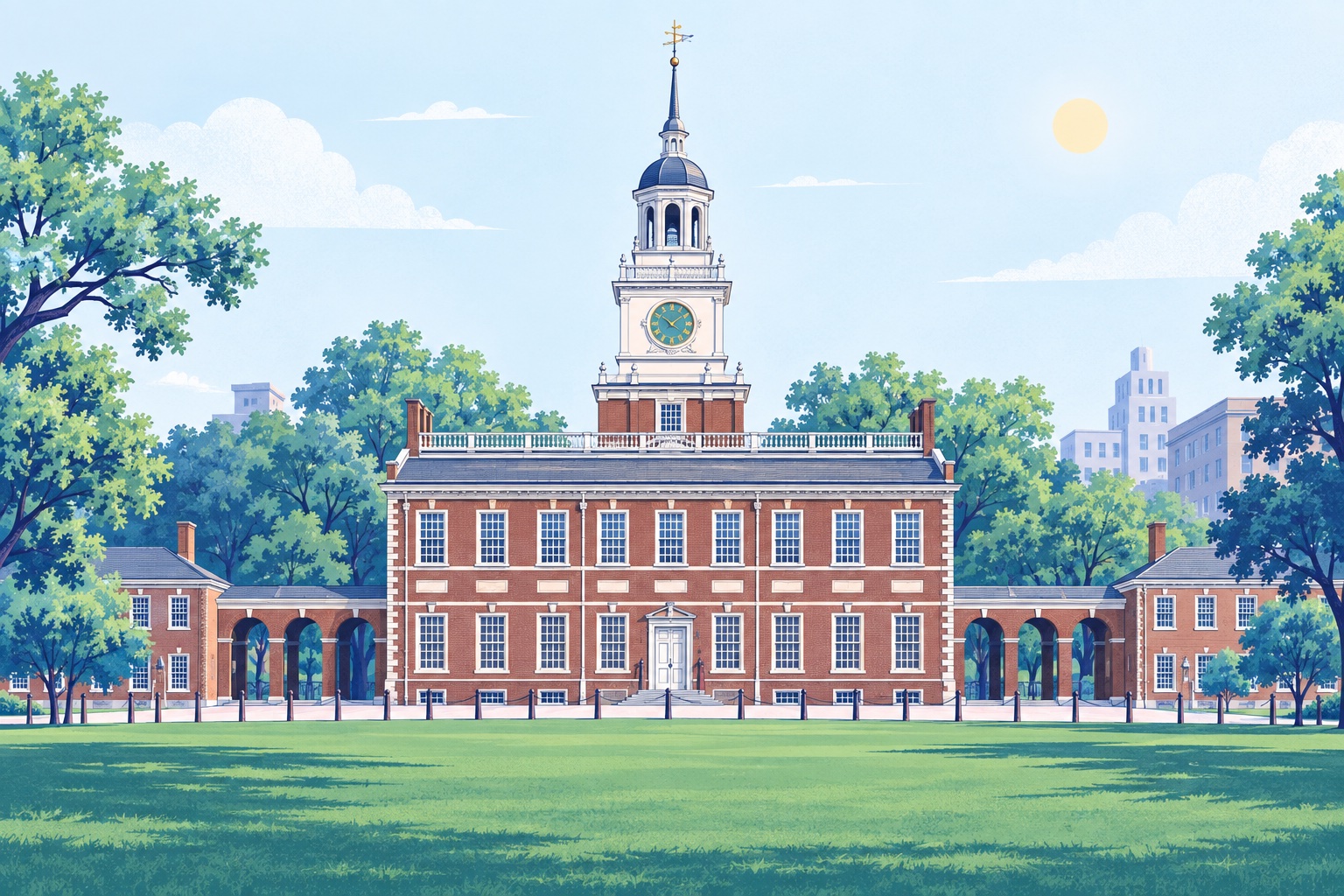 Illustration of Independence Hall in Philadelphia, PA