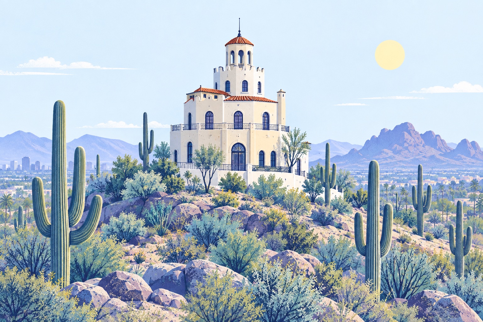 Illustration of Tovrea Castle in Phoenix, AZ