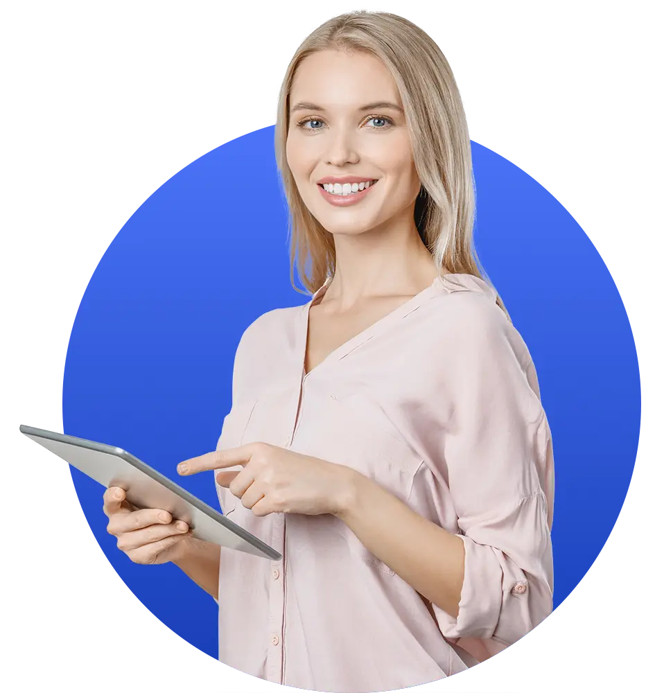 Young woman holding a tablet